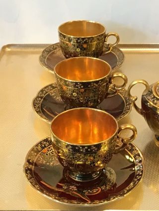 Crown Devon Rouge Lusterware Deco Tea Set - Pot,  Cups,  Saucer,  Cream,  Sugar England 5