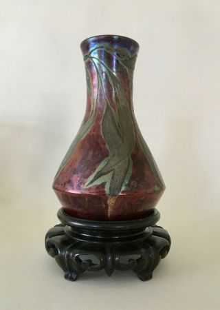 Massier ? Zumbo ? Iridescent Ceramic Vase,  Art Nouveau / 1900,  Grès Irisé