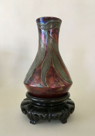 Massier ? Zumbo ? Iridescent ceramic vase,  Art Nouveau / 1900,  grès irisé 2