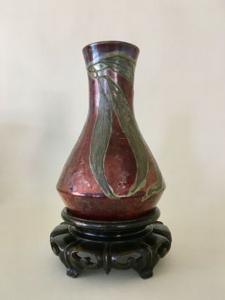 Massier ? Zumbo ? Iridescent ceramic vase,  Art Nouveau / 1900,  grès irisé 4