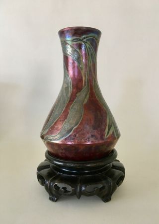Massier ? Zumbo ? Iridescent ceramic vase,  Art Nouveau / 1900,  grès irisé 5