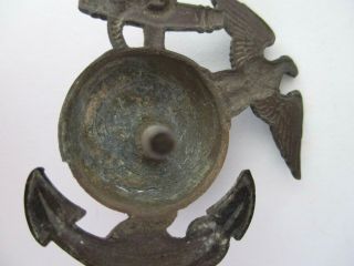 Antique WWI USMC Collar Lapel Pin Eagle Anchor Globe 3