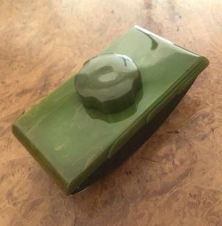 Lovely Art Deco Carvacraft Green Marbled Bakelite Catalin Desk Blotter