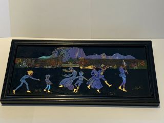 Art Deco Vintage Butterfly Wing Hand Painted Large Pied Piper Miniature Picture