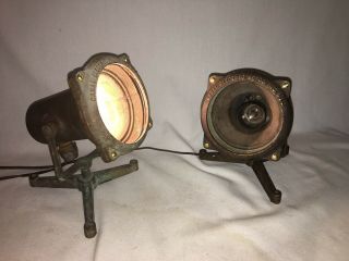 Vintage Nautical Spotlight Canal Electric Motor Nyc Antique Lighting Bronze