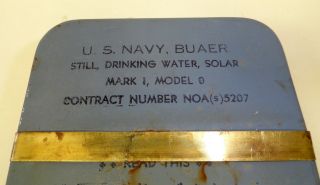 U.  S.  NAVY Bu AERO PILOT’S SURVIVAL DRINKING WATER SOLAR STILL 6