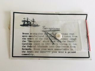 Us History Civil War Button And Pins - From The Wreck Of The Georgiana 1863