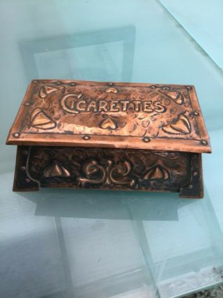 Arts And Crafts Copper Cigarette Box