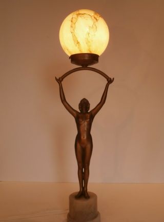 Art Deco Nude Spelter Lady Lamp