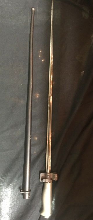 Wwi French Lebel Bayonet Model 1886/93/16 W/scabbard Cruciform Blade