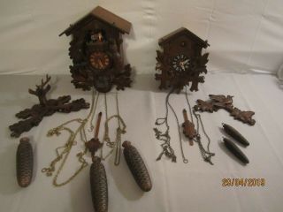 Vintage German Cuckoo Clock 8 Day Black Forest Hunter