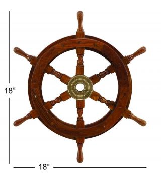Wooden Ship Wheel 18 " Inch Collectible Maritime Nautical Boat Steering Wall Decor