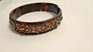 Antique Chinese Silver? Bangle Bracelet With Animals Rare