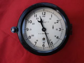 Vintage Chelsea Clock Co Us Government 24 Hour Dial Navy Military