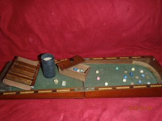 Civil War Era Officers Traveling Marble Combination Dice Game.  Gambling