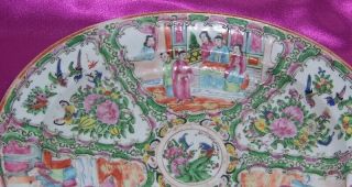 Vintage Circa 1880 Chinese Rose Medallion Large Platter 14 1/2 Inches Long 3