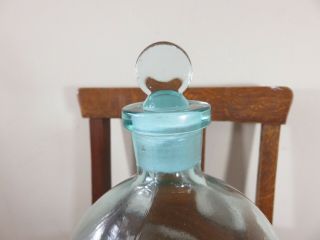 ANTIQUE LARGE LIGHT BLUE APOTHECARY BOTTLE W/ MATCHING STOPPER 4