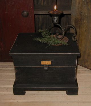 Big Primitive Wood Table Top Recipe Box/spice/mail/candle/desk Organizer Black