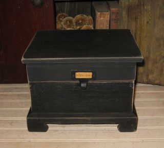Big Primitive Wood Table Top RECIPE BOX/Spice/Mail/Candle/Desk Organizer Black 2
