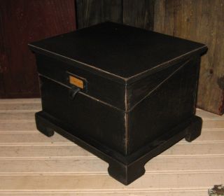 Big Primitive Wood Table Top RECIPE BOX/Spice/Mail/Candle/Desk Organizer Black 3