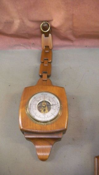 Vintage Wood Chain Nautical Sb Barometer Made In England 24 Inches 4 In.  Dial