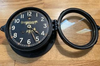 Antique US Maritime Commission Chelsea Ships Bell Clock 6 Black Brass Dial Work. 3