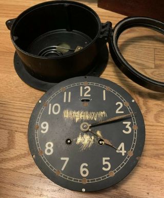 Antique US Maritime Commission Chelsea Ships Bell Clock 6 Black Brass Dial Work. 9