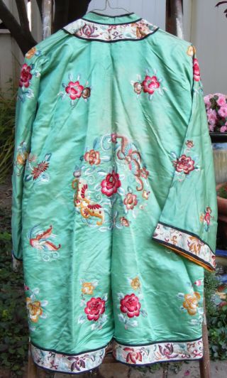 Women’s Antique Chinese Silk Embroidered Top and Pants Set Green Medium 5