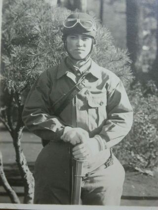 WW2 Japanese Army Picture of the tank soldier.  Mr SAITOU corporal.  Very Good 2