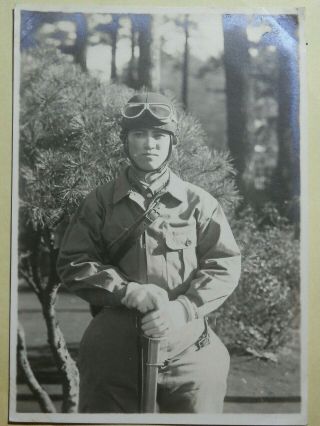 WW2 Japanese Army Picture of the tank soldier.  Mr SAITOU corporal.  Very Good 5