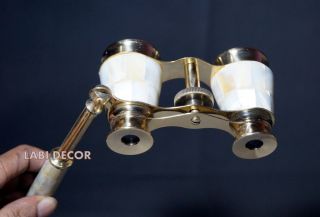 Vintage Brass Binocular Sea Shell Folding Antique Opera Glass Telescope Victoria 6