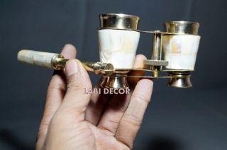 Vintage Brass Binocular Sea Shell Folding Antique Opera Glass Telescope Victoria 7