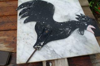 Vintage French Folk Art Weather Vane Spinner Rooster Mount Salvaged Rustic Chic 6