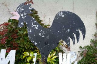 Vintage French Folk Art Weather Vane Spinner Rooster Mount Salvaged Rustic Chic 7