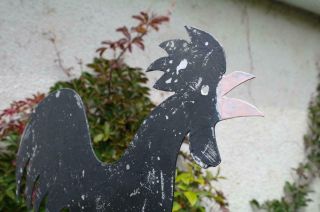 Vintage French Folk Art Weather Vane Spinner Rooster Mount Salvaged Rustic Chic 8