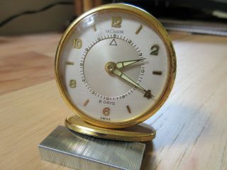 Vintage Le Coultre 8 Day Travel Alarm Clock Model 51