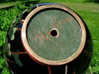 LARGE ANTIQUE JAPANESE CLOISONNE ENAMEL VASES W FLOWERS 12