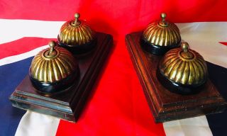 2 Pairs Of Antique Brass And Ceramic Jelly Mould Light Switches (reclaimed)