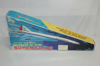 Yonezawa Y Japan Tin Litho Battery Op Boeing 733 Supersonic Jet Airplane 2707 VG 11