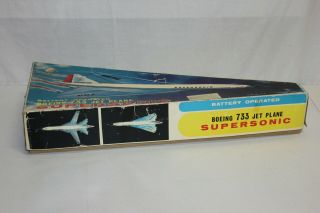 Yonezawa Y Japan Tin Litho Battery Op Boeing 733 Supersonic Jet Airplane 2707 VG 12