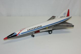 Yonezawa Y Japan Tin Litho Battery Op Boeing 733 Supersonic Jet Airplane 2707 VG 2