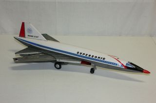 Yonezawa Y Japan Tin Litho Battery Op Boeing 733 Supersonic Jet Airplane 2707 VG 3