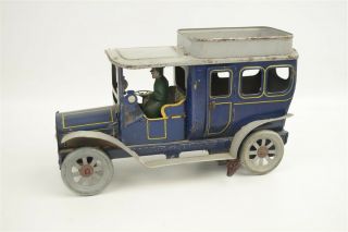Antique Tin Limousine/taxi Wind Up Car By Orobr Germany 218 7.  75 "