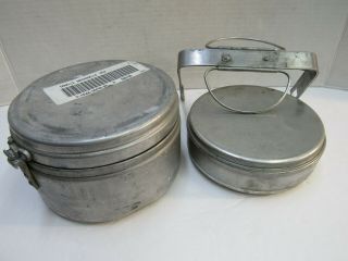 Vintage French Mess Tin Kit Cook Set Pans W/ Lids 1950 