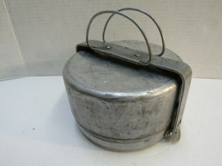 Vintage French Mess Tin Kit Cook Set Pans w/ Lids 1950 ' s Era Dented MMT Tournus 8