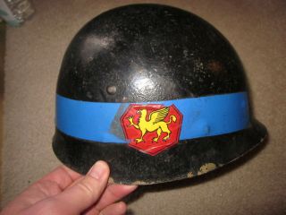 Vintage 1950 ' s Korean War era US Army 1950 ' s steel helmet and liner 12