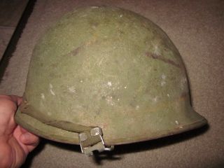 Vintage 1950 ' s Korean War era US Army 1950 ' s steel helmet and liner 2