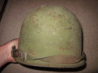 Vintage 1950 ' s Korean War era US Army 1950 ' s steel helmet and liner 3