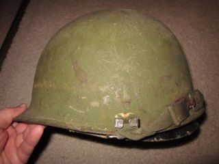 Vintage 1950 ' s Korean War era US Army 1950 ' s steel helmet and liner 4