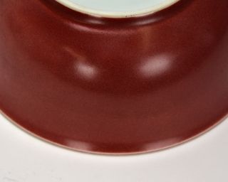 Large and Heavy Chinese Ming Style Ox Blood Red Glazed Porcelain Bowl 7